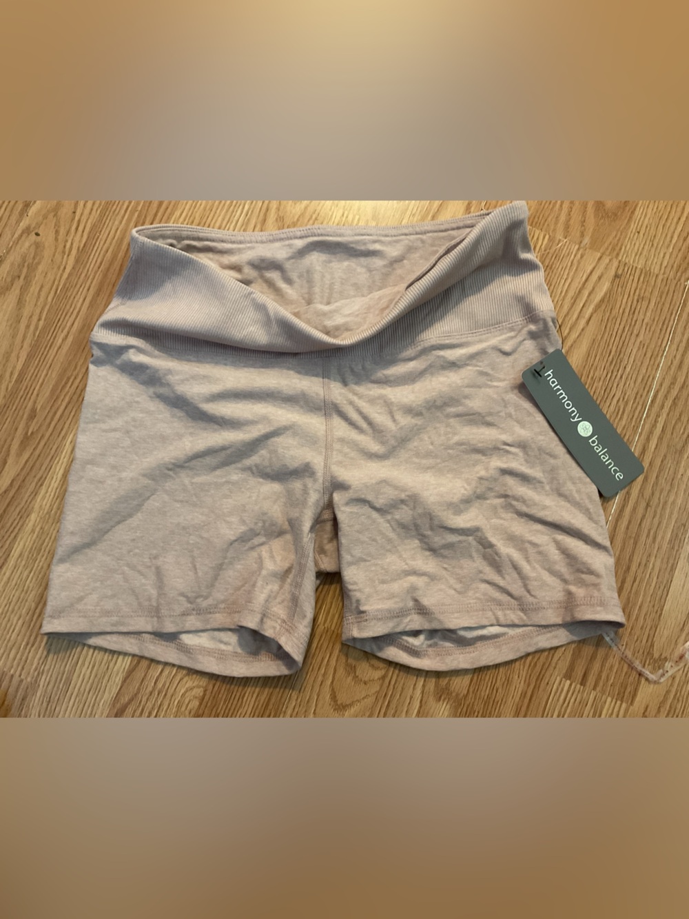 Harmony Balance ATHLETIC Women's Fold-Over Waist Shorts Sz.L. — Light Beige